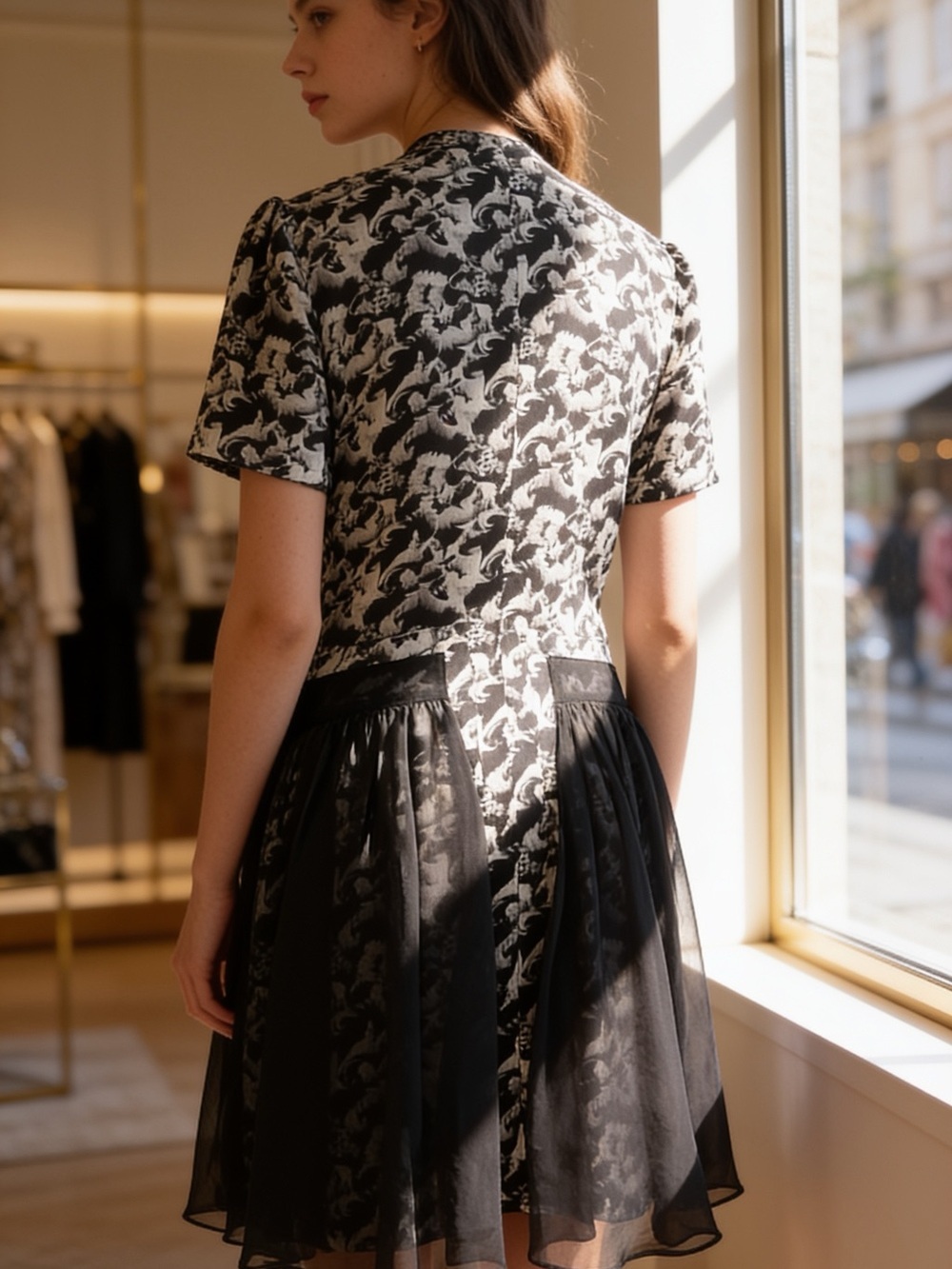 icb new york Black & White Mixed-Print Short Dress - Picture 5 of 5